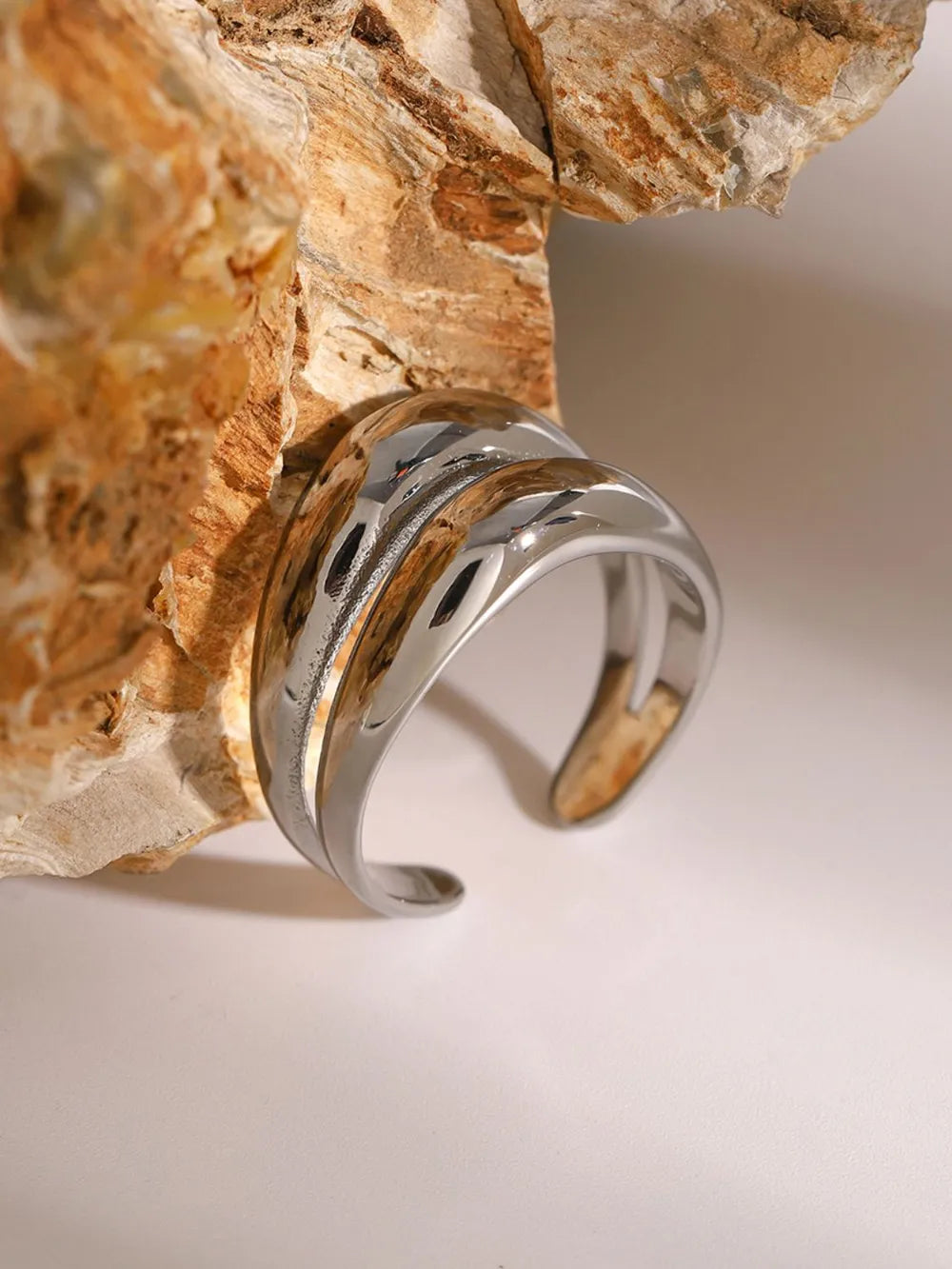 Stainless Steel Double-Layered Ring - alternate ring view