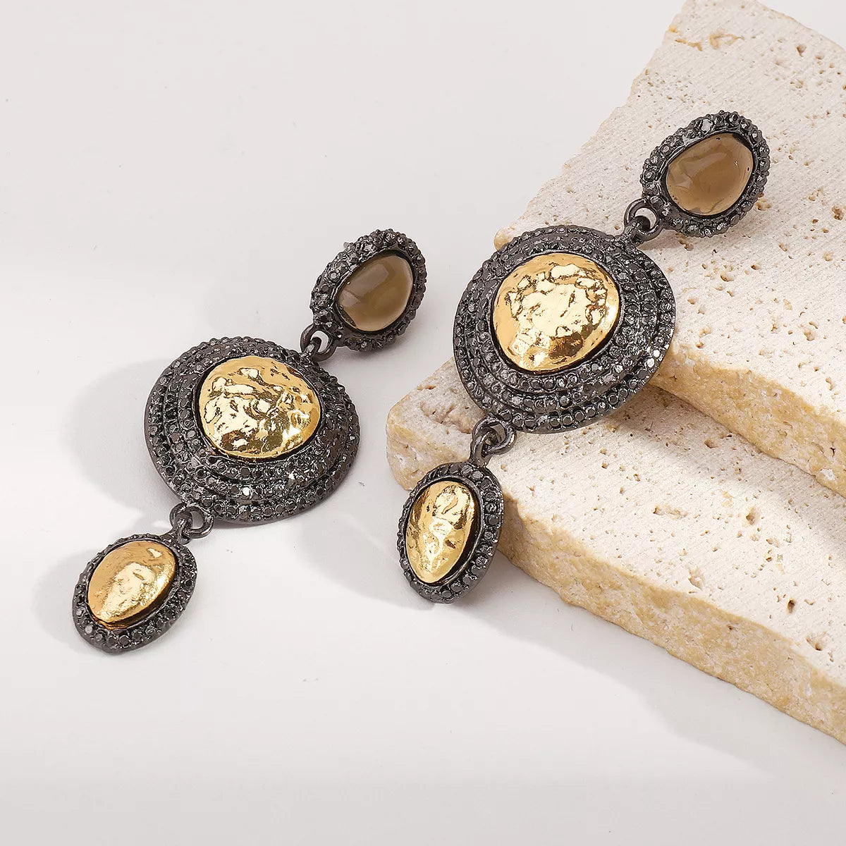 Vintage-Inspired Dangle Earrings with Gold Accents in Gold - women's dangle earrings
