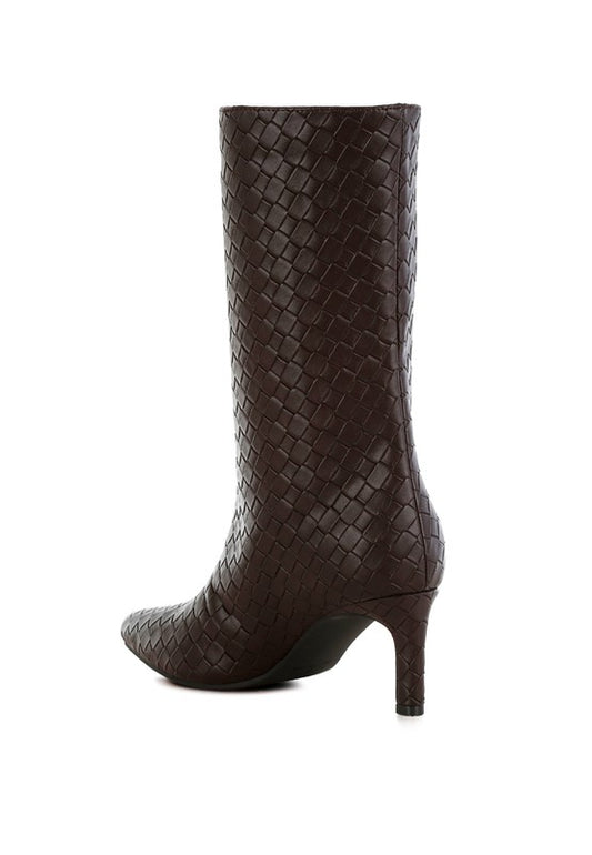 Woven Faux Leather Boots