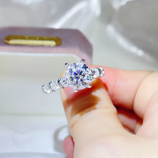 3 Carat Sterling Silver Moissanite Ring in Silver - women's ring