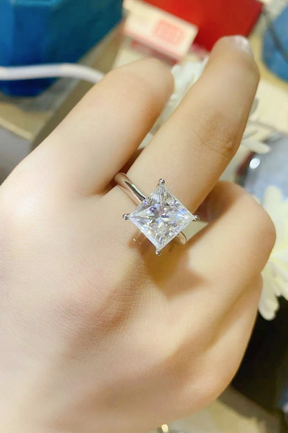 5 Carat Moissanite Solitaire Ring in Silver - women's solitaire ring