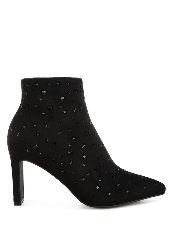 Diamante Microfiber Ankle Boots