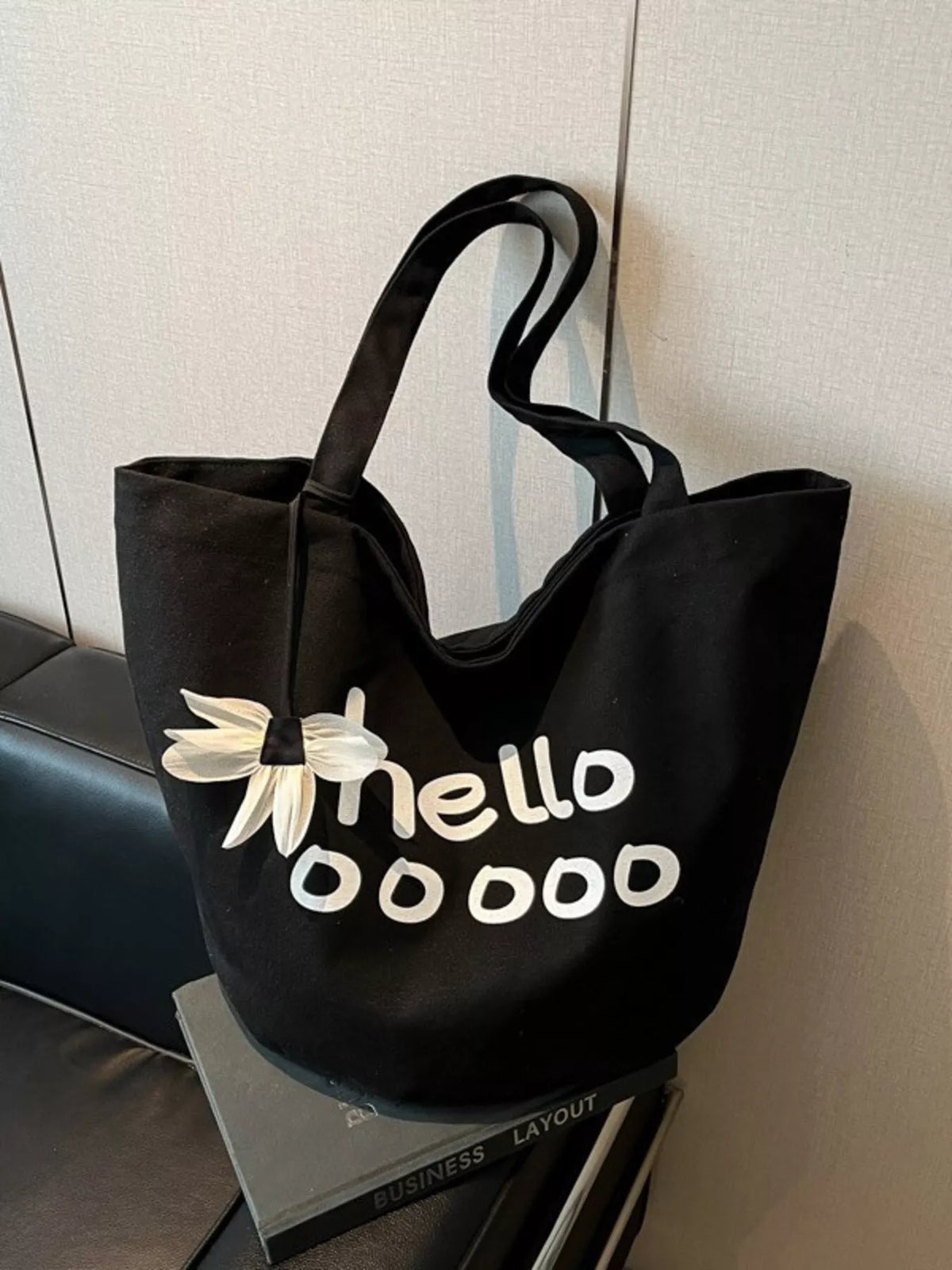 Letter Canvas Tote Bag in Blue - women's tote bag