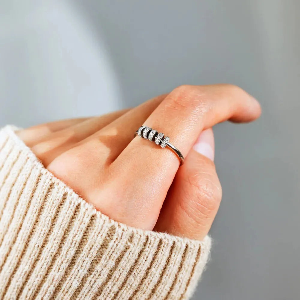 Inlaid Zircon Sterling Silver Ring in Silver - women's ring