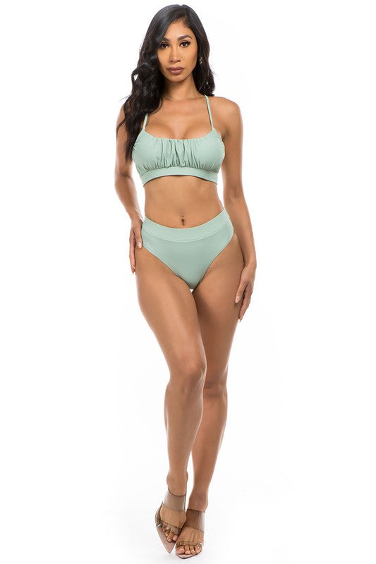 Rusched Top & Bikini Set