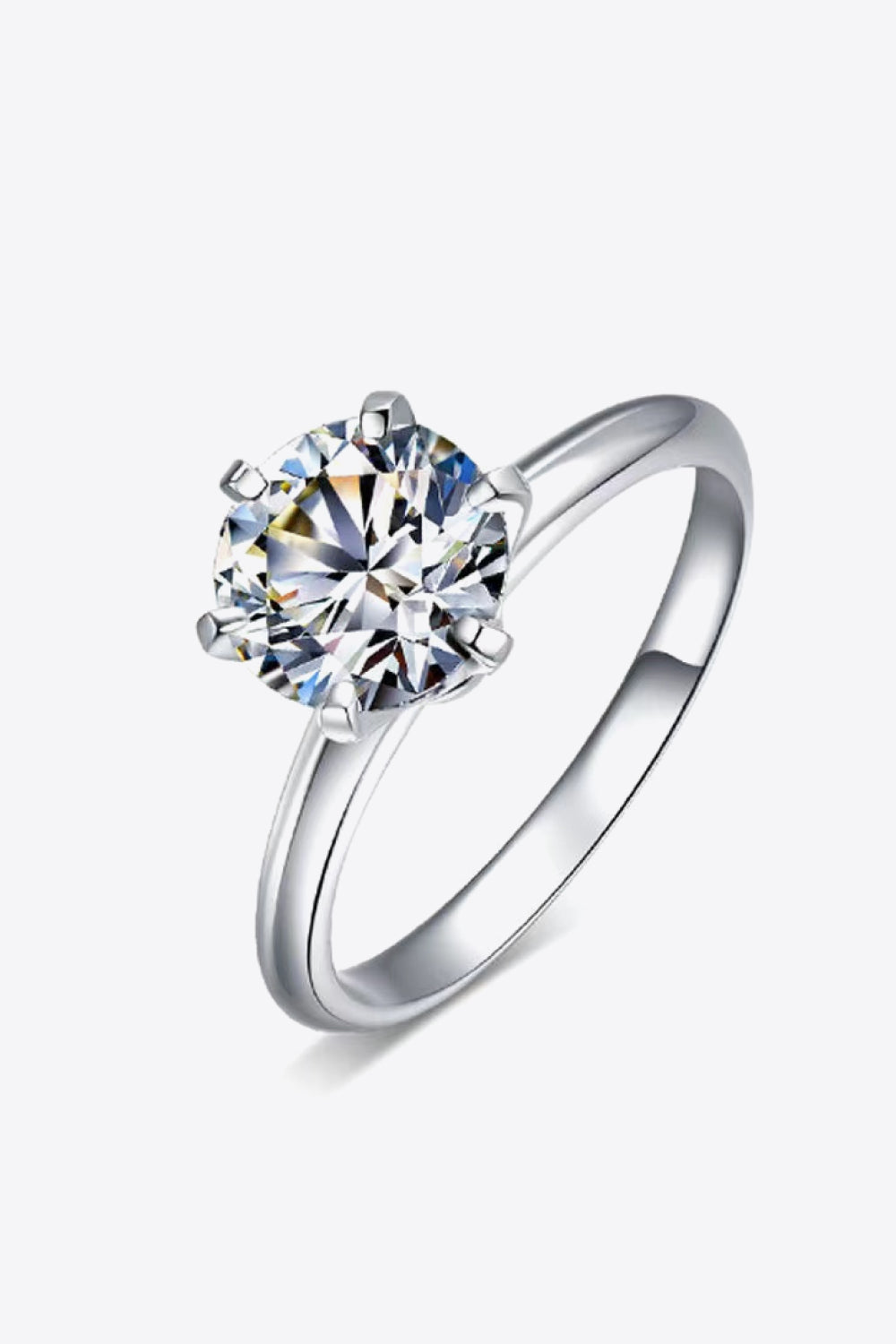 Adored Sterling Silver 3 Carat Moissanite 6-Prong Ring in Silver - women's ring