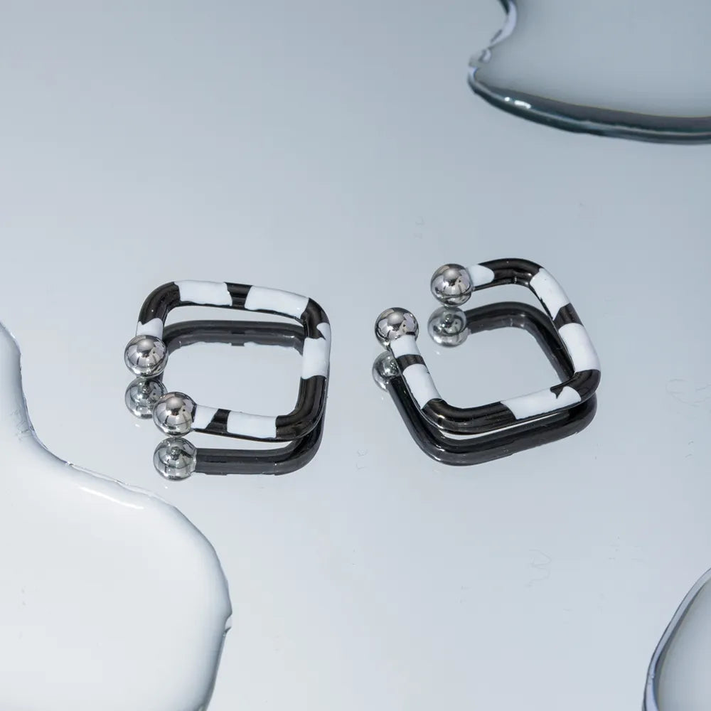 Stainless Steel Oil Drip Cuff Earrings - alternate earring view