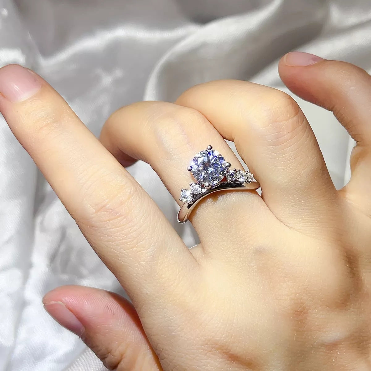 2 Carat Sterling Silver Moissanite Ring in Silver - women's ring