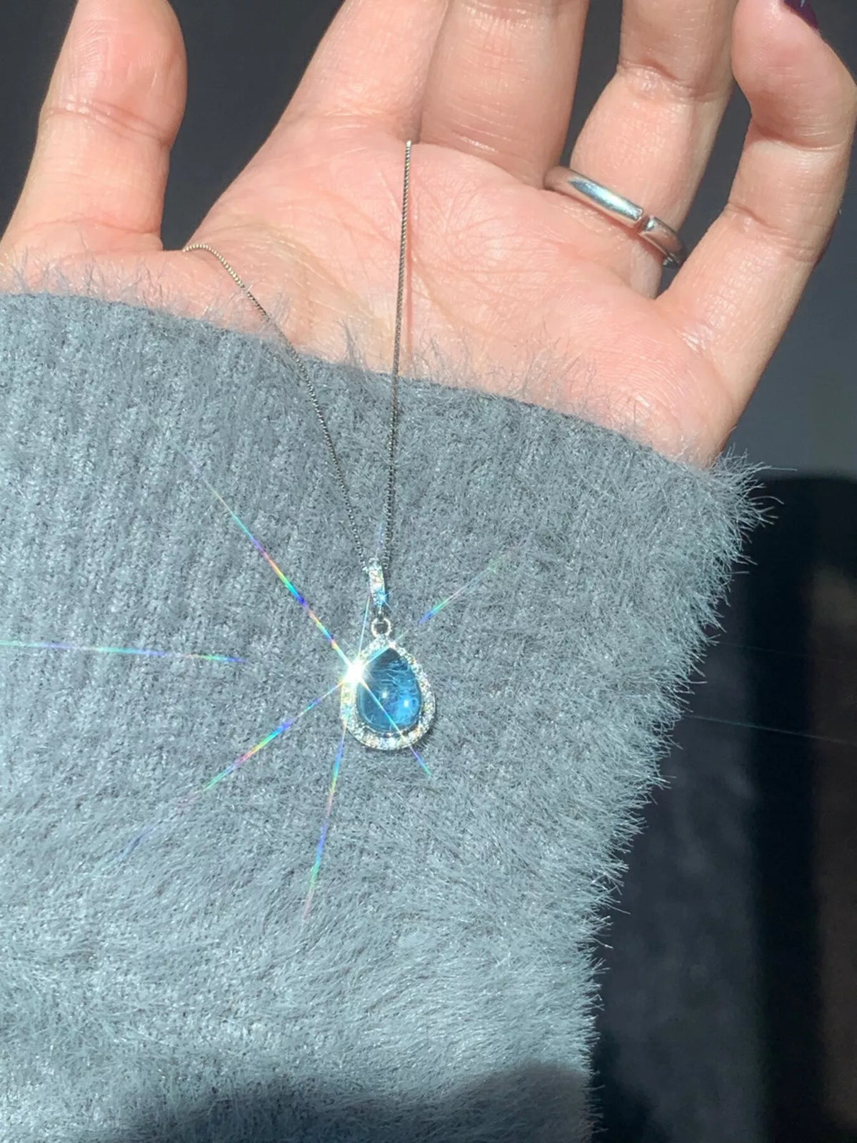 Crystal Teardrop Pendant Necklace - alternate necklace view
