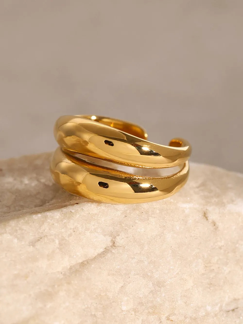 Stainless Steel Double-Layered Ring - alternate ring view