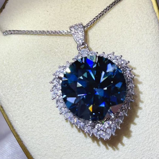 20 Carat Moissanite Sterling Silver Pendant Necklace in Silver - women's pendant necklace