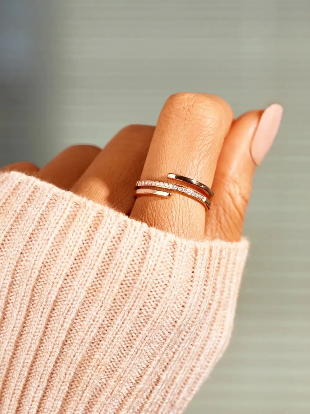 Sterling Silver Inlaid Zircon Ring in Silver - women's ring