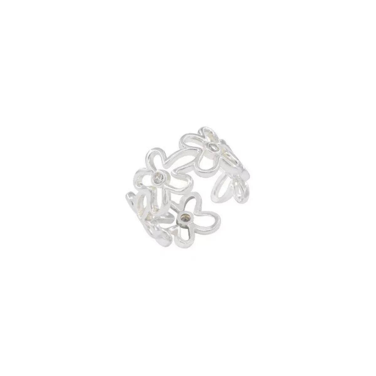 Sterling Silver Flower Open Ring - alternate ring view
