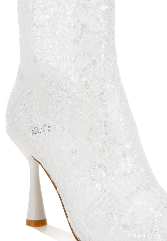 Sequin Lace Ankle Boots