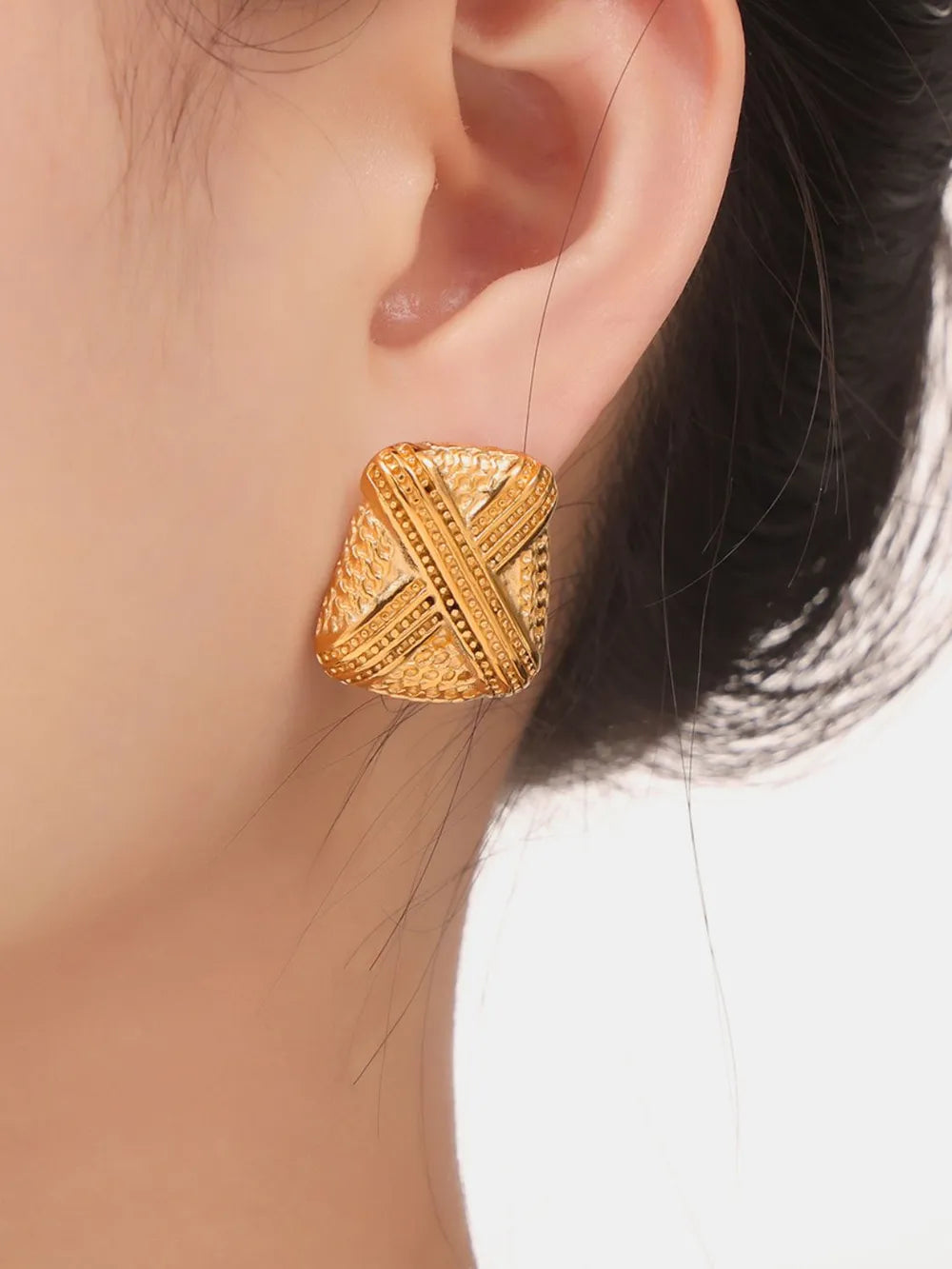 Titanium Steel Geometric Shape Earrings - alternate earring view
