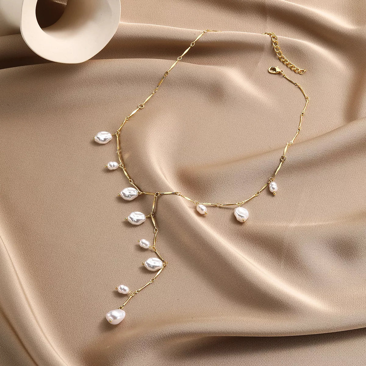 18K Gold-Plated Pearl Necklace - alternate necklace view