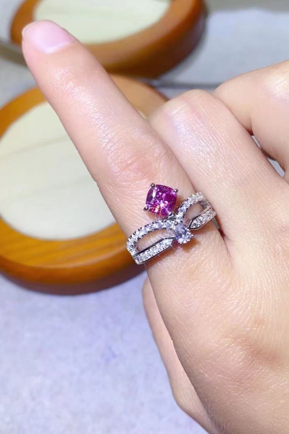 At Your Best 1 Carat Moissanite Ring in Pink - women's ring