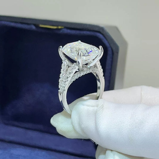 10 Carat Sterling Silver Moissanite Ring in Silver - women's ring