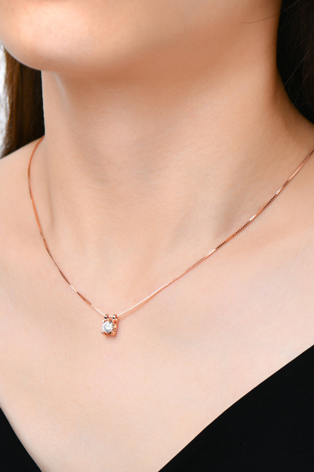 Moissanite Sterling Silver Necklace - alternate necklace view