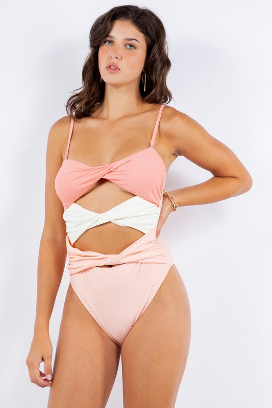 Triple Twist Cutout One Piece