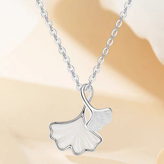 Ginkgo Leaf Pendant Necklace - alternate necklace view