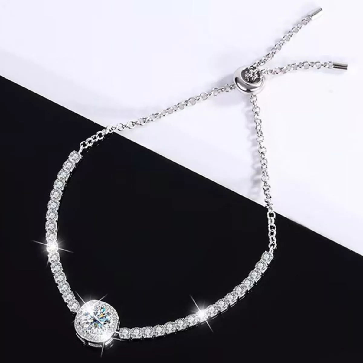 1 Carat Moissanite Sterling Silver Chain Bracelet - alternate jewelry view