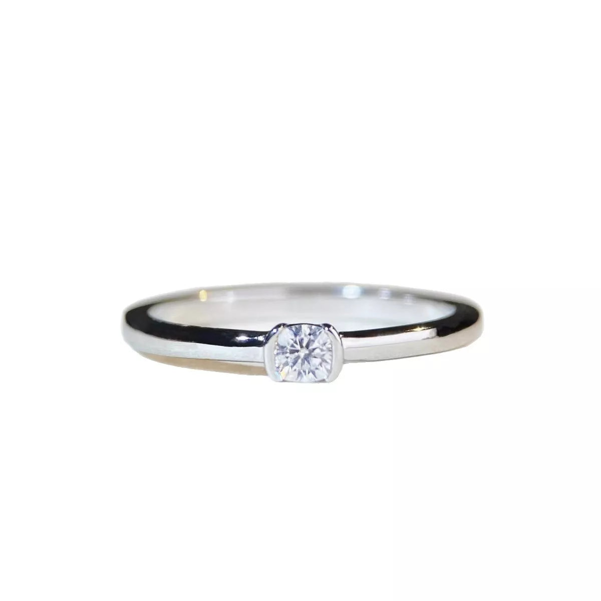 Sterling Silver Moissanite Ring in Silver - women's ring