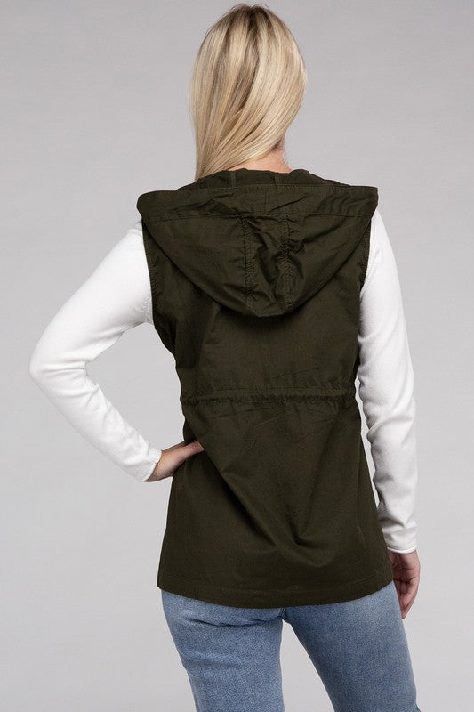 Drawstring Hoodie Vest
