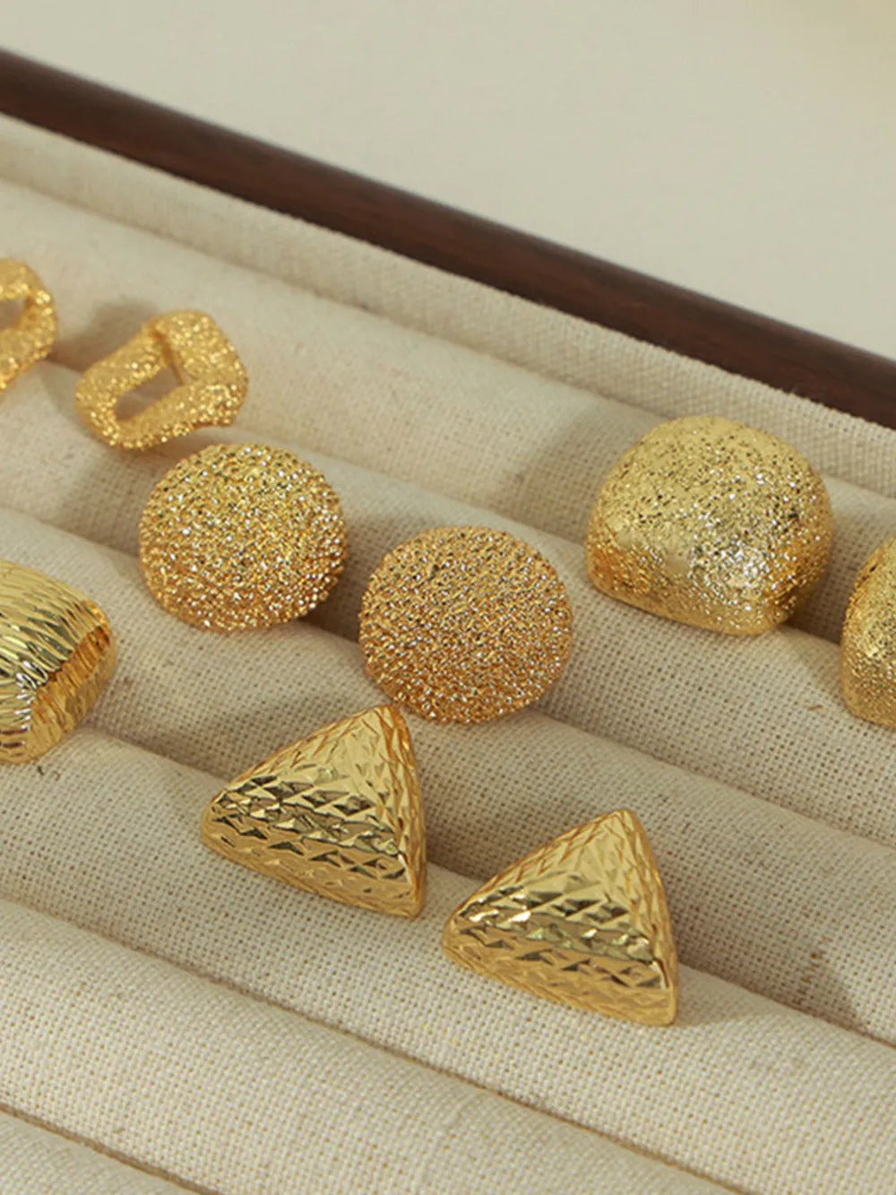 Gold-Plated Geometric Stud Earrings - alternate earring view