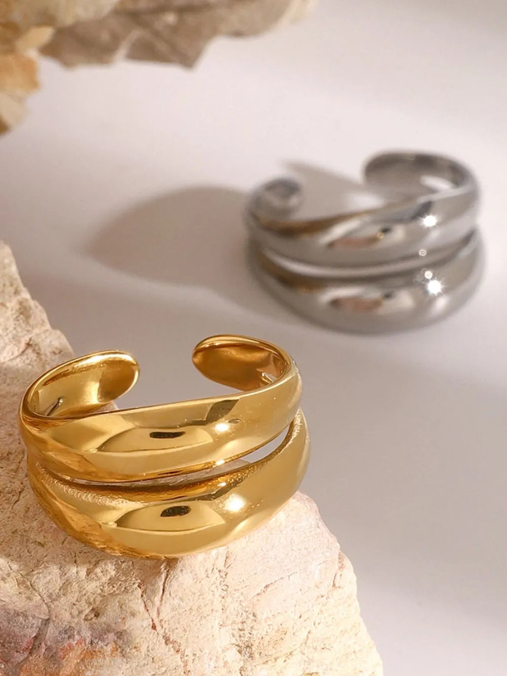 Stainless Steel Double-Layered Ring - alternate ring view