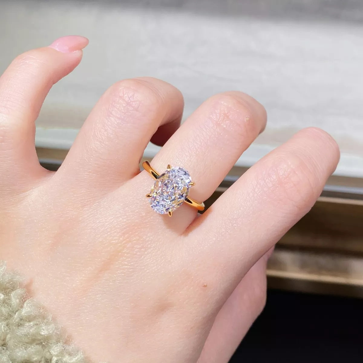 18K Gold-Plated Zircon Ring in Gold - women's ring