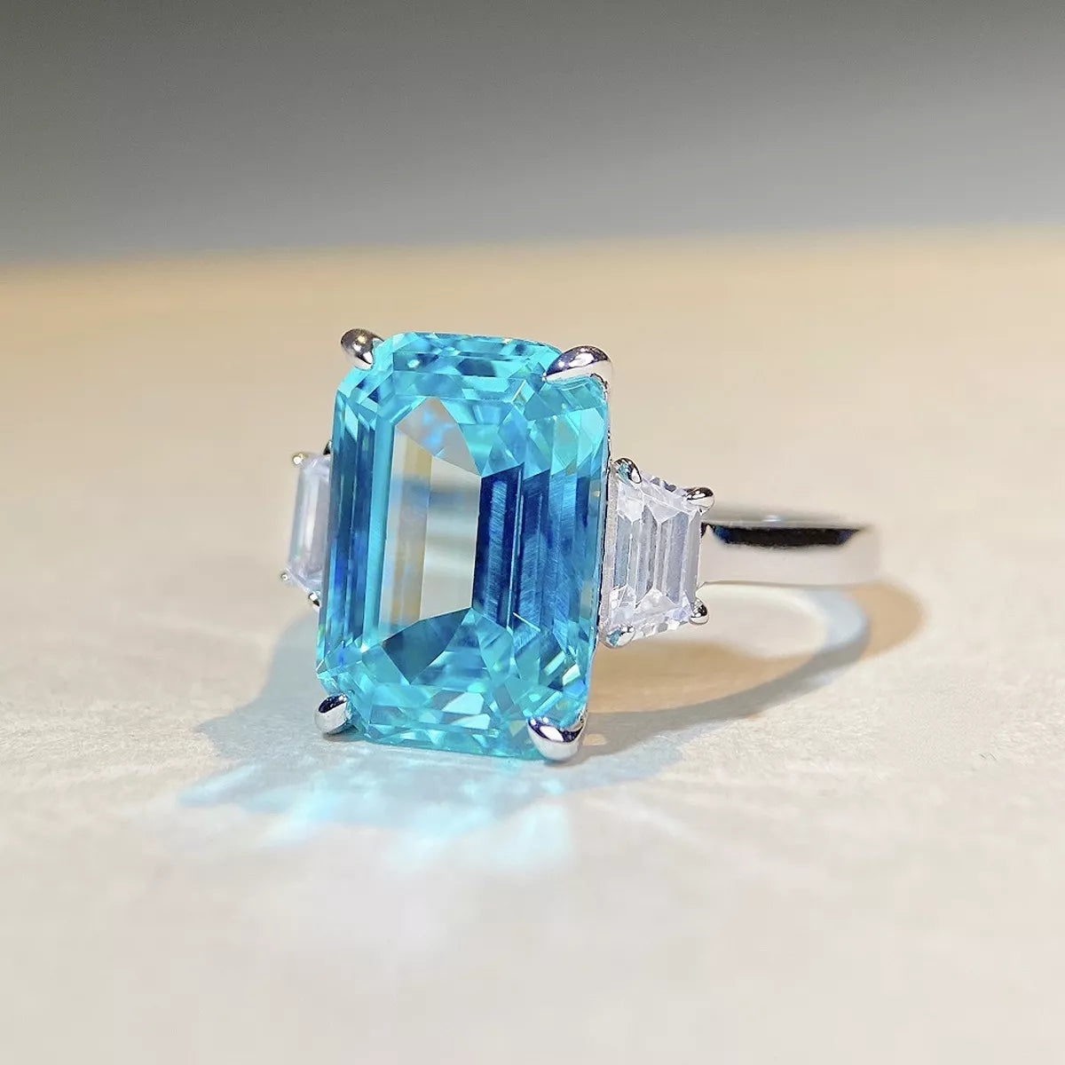 Sterling Silver Geometric Ring in Cerulean - women's ring