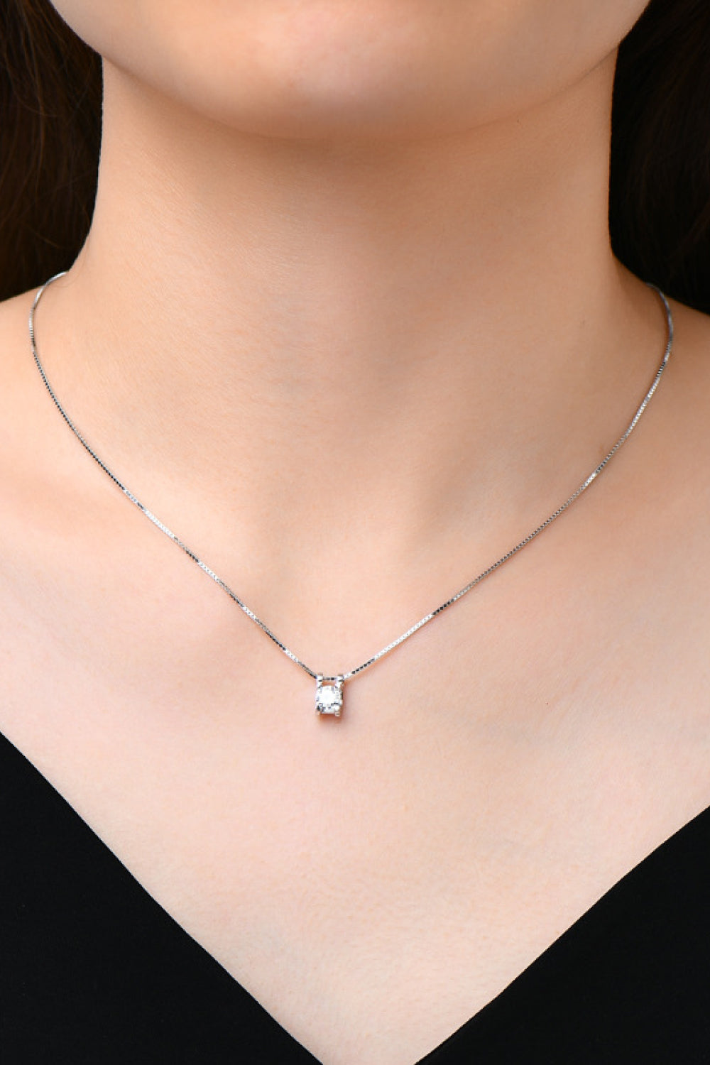 Moissanite Sterling Silver Necklace in Silver - women's necklace
