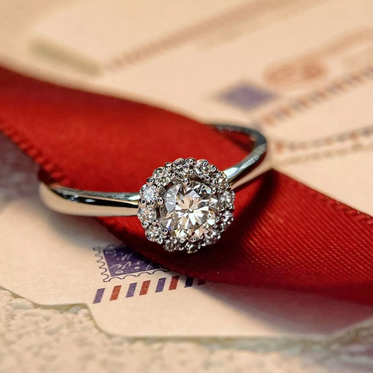 1 Carat Sterling Silver Moissanite Flower Ring - alternate ring view