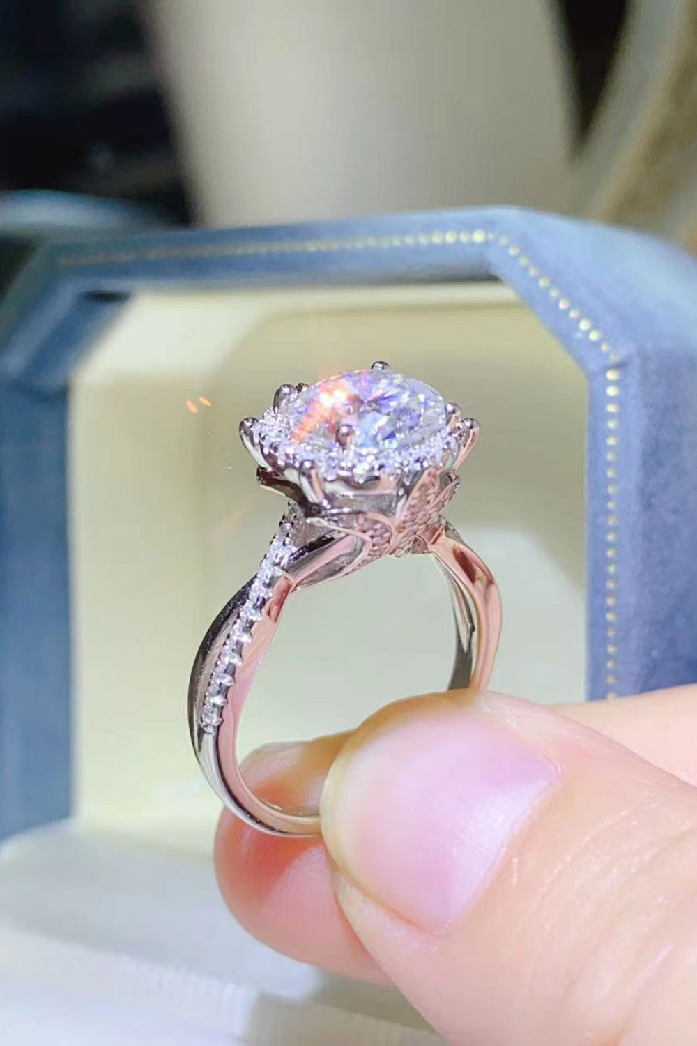 2 Carat Moissanite Sterling Silver Ring - alternate ring view