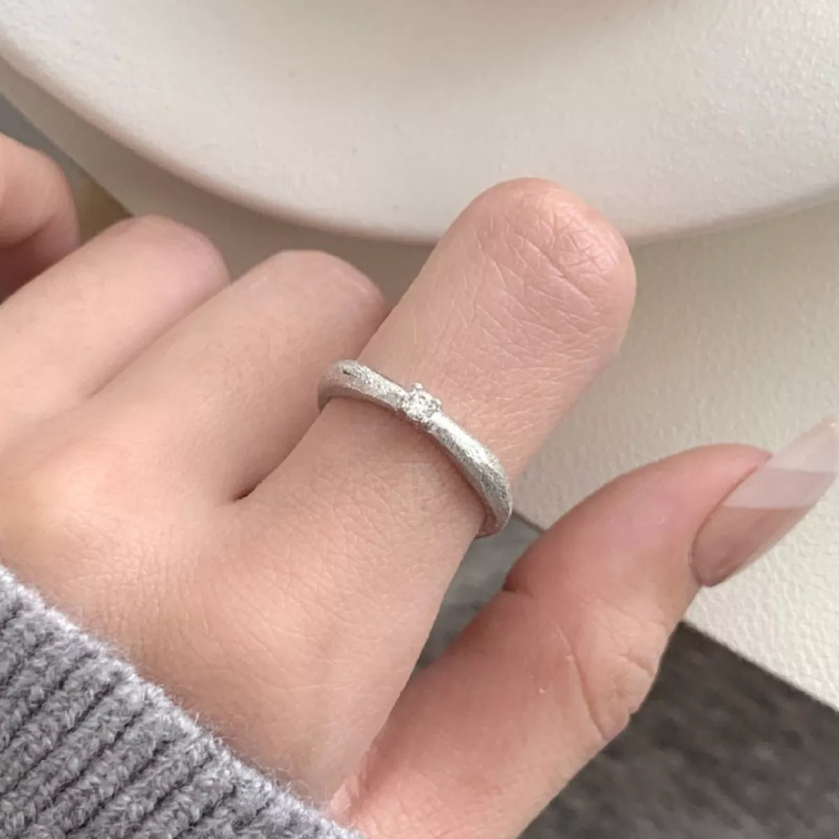 Sterling Silver Zircon Ring - alternate ring view