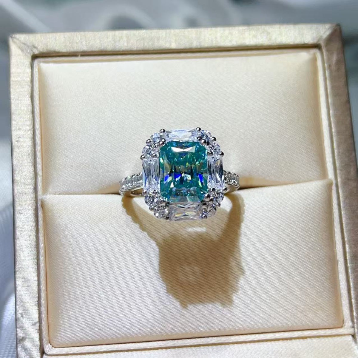 3 Carat Moissanite Sterling Silver Ring in Silver - women's ring