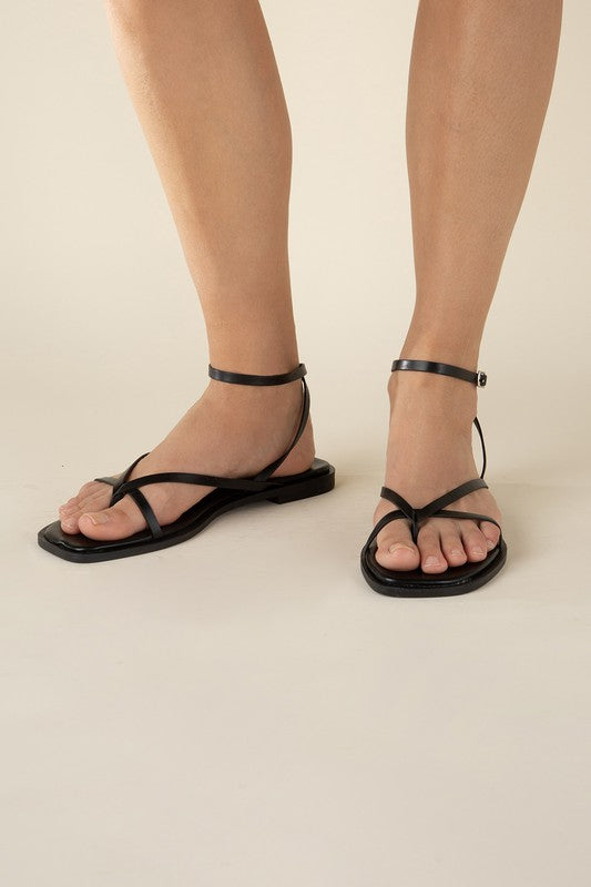 Ankle Strap Thong Flat Sandals