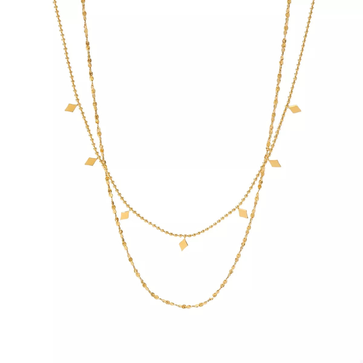 18K Gold-Plated Double Layered Necklace - alternate necklace view