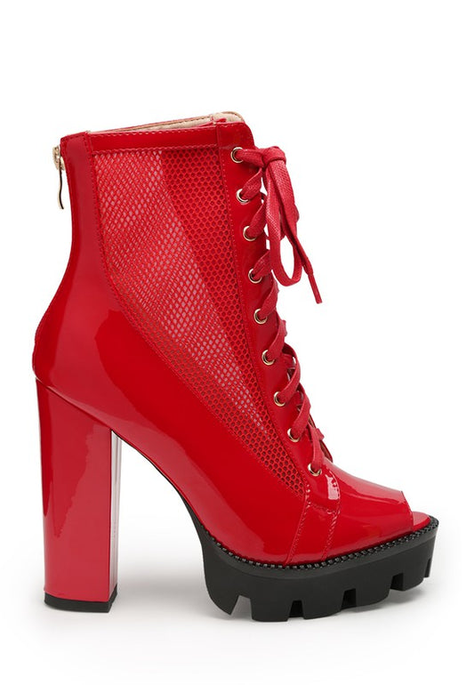 Patent Lace-Up Boots