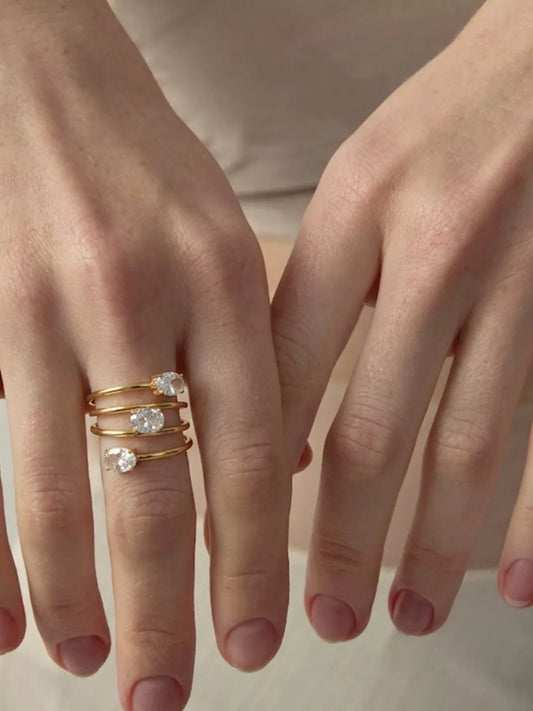 Triple-Layer Oval Open Ring - alternate ring view