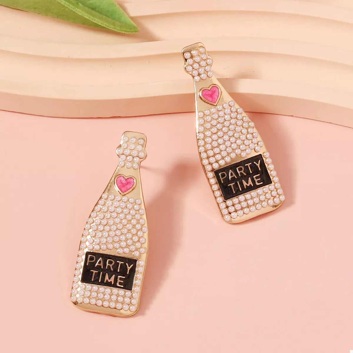 Champagne Bottle Pearl Earrings - alternate earring view