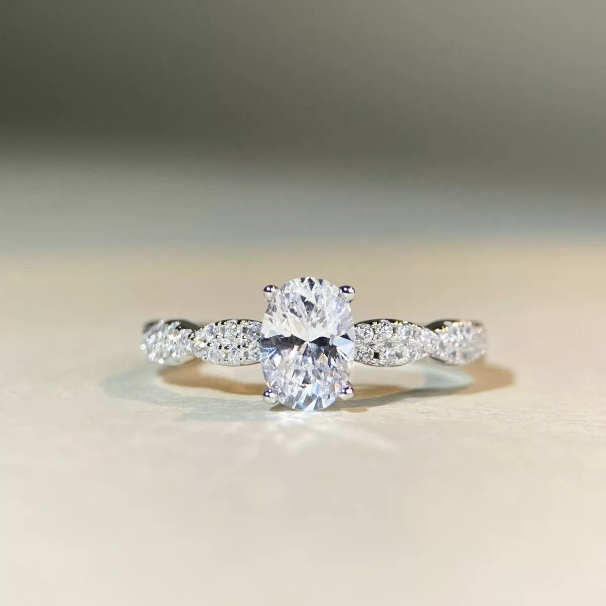 Cultivating High-Carbon Diamond Sterling Silver Oval Ring in Silver - women's ring