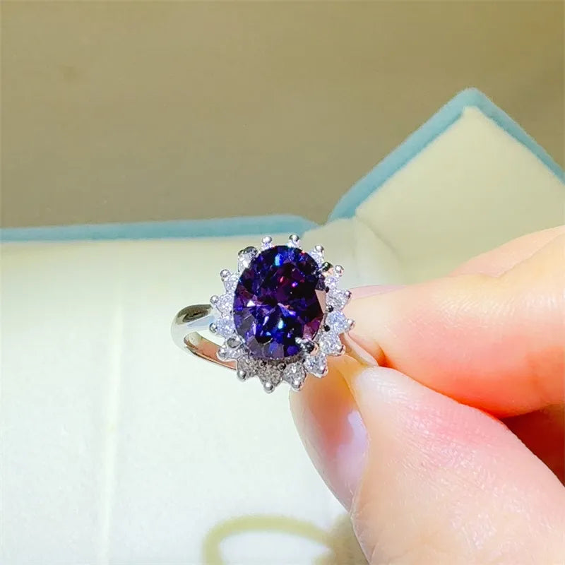 2 Carat Sterling Silver Oval Moissanite Ring in Silver - women's ring