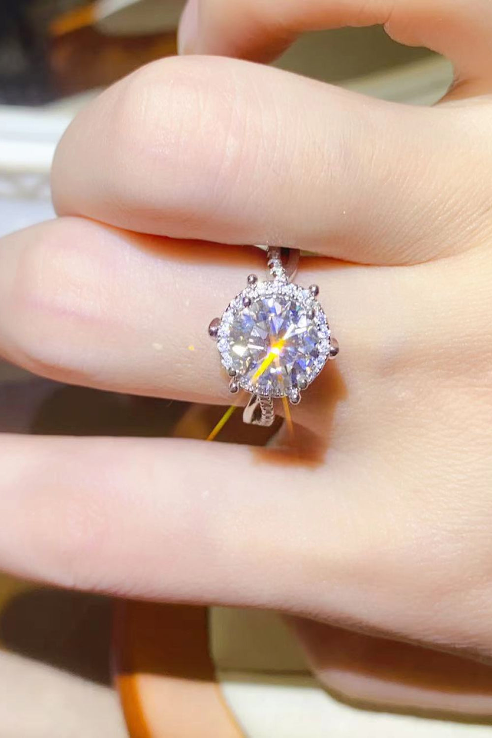 2 Carat Moissanite Sterling Silver Ring - alternate ring view