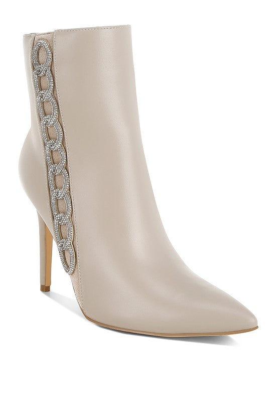 Rhinestones Chain Detail Boots