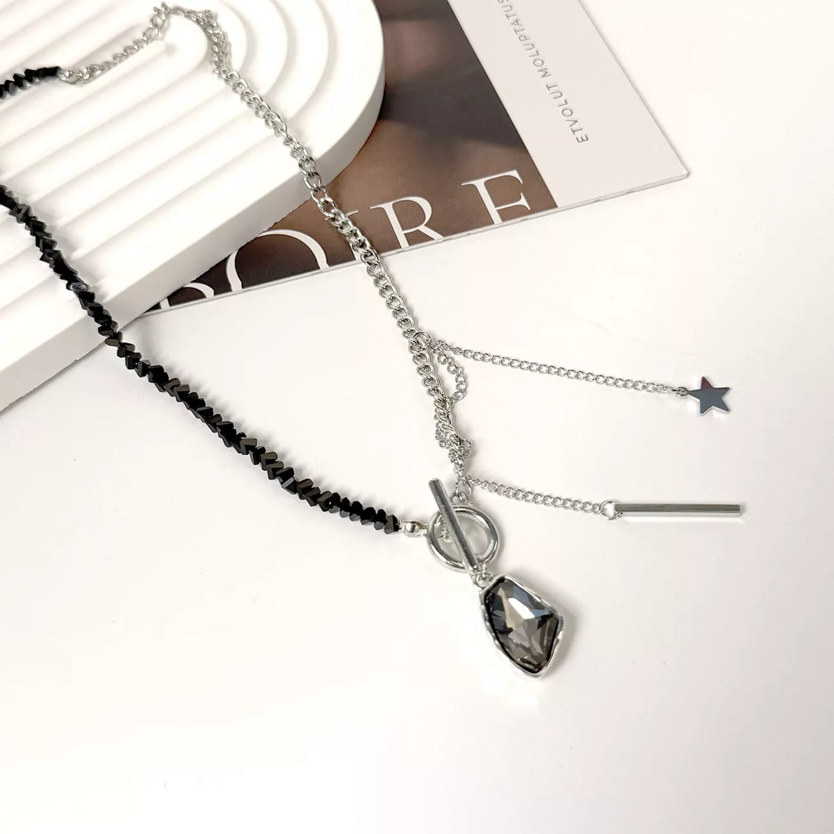Gothic Punk Star Charm Toggle Necklace - alternate necklace view