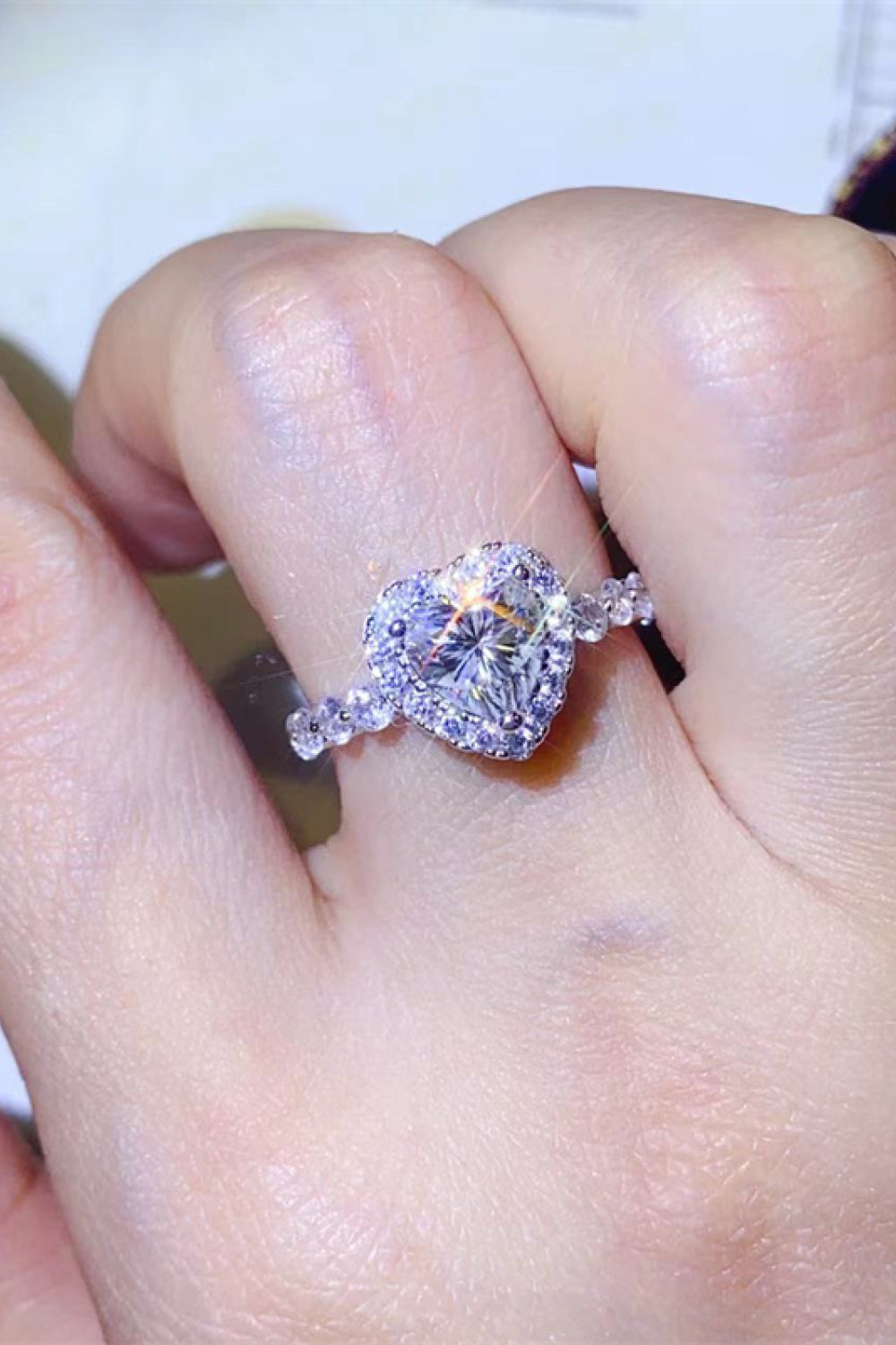 1 Carat Moissanite Heart Ring in White - women's ring
