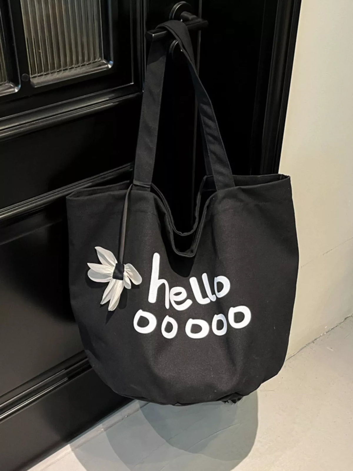 Letter Canvas Tote Bag in Yellow - women's tote bag