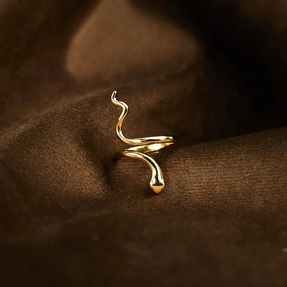 Snake Shape 18K Gold-Plated Bypass Ring - alternate ring view